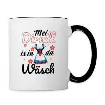 Dirndl Tracht | Mei Dirndl is in da - Tasse zweifarbig - Weiß/Schwarz - Rechts