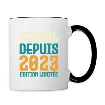 génial depuis 2023 - Mug contrasté - blanc/noir - Droite