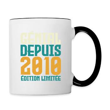 Génial depuis 2010 - Mug contrasté - blanc/noir - Droite