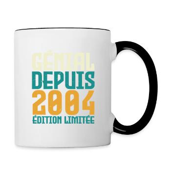 Génial depuis 2004 - Mug contrasté - blanc/noir - Droite