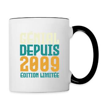 Génial depuis 2009 - Mug contrasté - blanc/noir - Droite