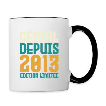 Génial depuis 2013 - Mug contrasté - blanc/noir - Droite