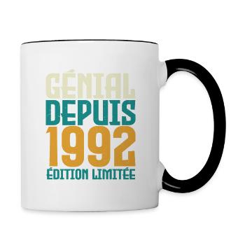 Génial depuis 1992 - Mug contrasté - blanc/noir - Droite