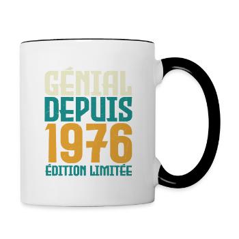 Génial depuis 1976 - Mug contrasté - blanc/noir - Droite