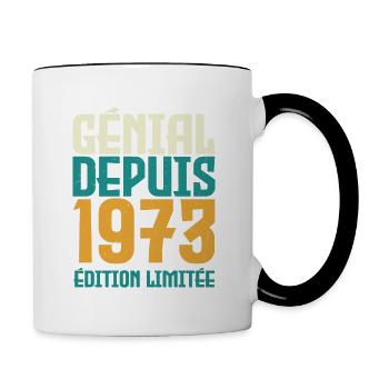 Génial depuis 1973 - Mug contrasté - blanc/noir - Droite