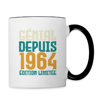 Génial depuis 1964 - Mug contrasté - blanc/noir - Droite