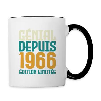 Génial depuis 1966 - Mug contrasté - blanc/noir - Droite