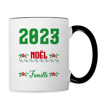 Notre premier Noël en tant que famille - Mug contrasté - blanc/noir - Droite