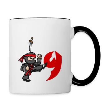 Geburtstagsparty 9 Jahre alter japanischer Ninja Geburtstag - Tasse zweifarbig - Weiß/Schwarz - Rechts