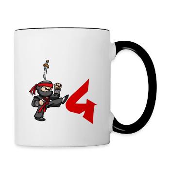 Geburtstagsparty 4 Jahre alter japanischer Ninja Geburtstag - Tasse zweifarbig - Weiß/Schwarz - Rechts