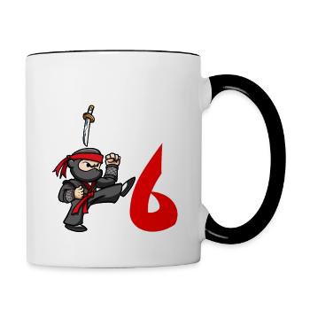 Fête d’anniversaire Ninja japonais de 6 ans Anniversaire - Mug contrasté - blanc/noir - Droite