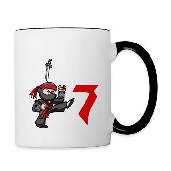 Birthday Party 7 Years Old Japanese Ninja Birthday - Contrasting Mug - white/black - Right
