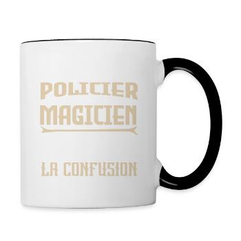Je Suis Policier, pas Magicien - Mug contrasté - blanc/noir - Droite