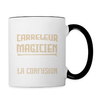 Je suis carreleur pas magicien - Mug contrasté - blanc/noir - Droite