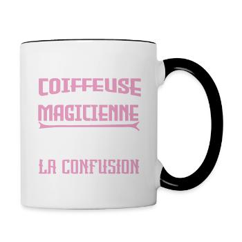 je suis Coiffeuse pas magicienne - Mug contrasté - blanc/noir - Droite