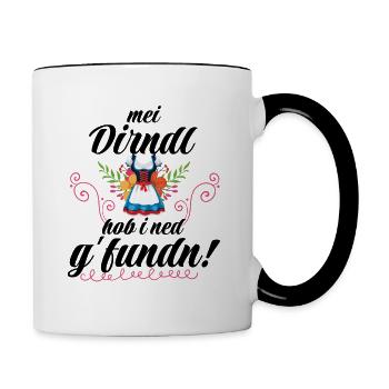 Dirndl | Mei Dirndl hob i ned g'fundn - Tasse zweifarbig - Weiß/Schwarz - Rechts