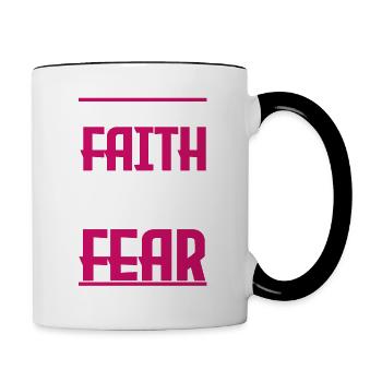 let your faith bigger than your fear. - Contrasting Mug - white/black - Right