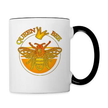 queen bee - queen bee & golden crown - Contrasting Mug - white/black - Right