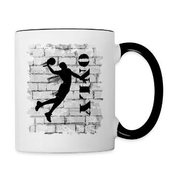 Basket-ball - Mug contrasté - blanc/noir - Droite