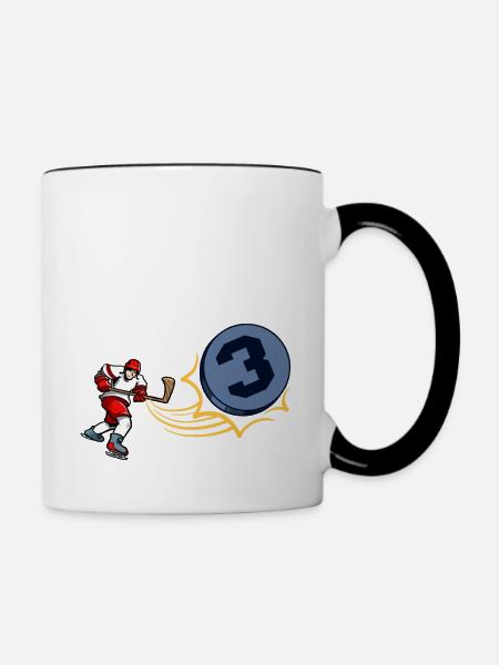 Eishockey Little Hockey Player ist 3 Geburtstag - Tasse zweifarbig - Weiß/Schwarz