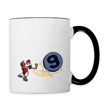 Hockey sur glace Petit joueur de hockey a 9 ans - Mug contrasté - blanc/noir - Droite