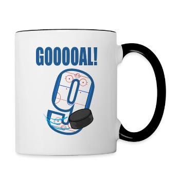 Ice Hockey Goal I'm 9 Hockey Player Birthday - Contrasting Mug - white/black - Right