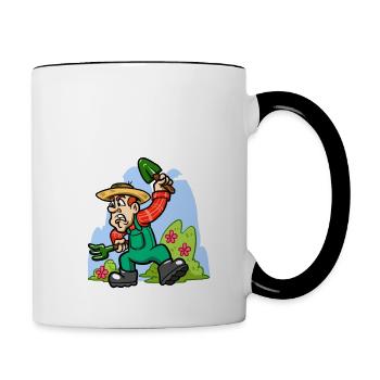 Garden Don't Touch My Flowers Gardening Gardener - Contrasting Mug - white/black - Right