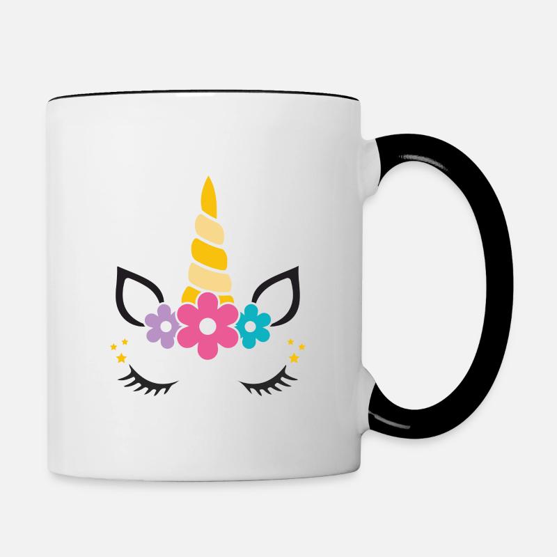 Licorne mignonne - Mug contrasté - blanc/noir