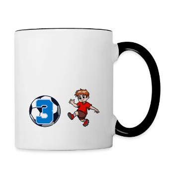 Soccer Player Is Now 3 Boy Soccer Birthday - Contrasting Mug - white/black - Right