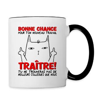 Nouvel emploi bonne chance départ collègue travail - Mug contrasté - blanc/noir - Droite