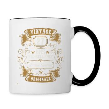 Vintage 27 ans, Idée cadeau d'anniversaire 27 ans. - Mug contrasté - blanc/noir - Droite