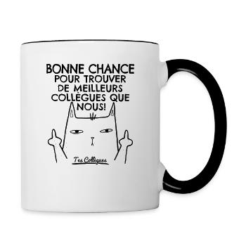 Départ collègue travail nouvel emploi bonne chance - Mug contrasté - blanc/noir - Droite