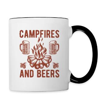 Campfirer und Bier Camping - Tasse zweifarbig - Weiß/Schwarz - Rechts