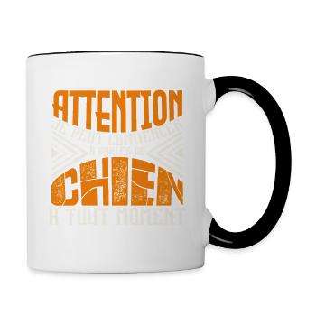 Avertissement, chien à tout moment. - Mug contrasté - blanc/noir - Droite