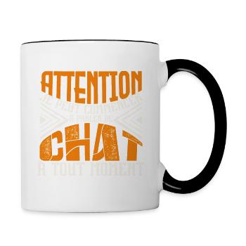 Avertissement, chat à tout moment. - Mug contrasté - blanc/noir - Droite