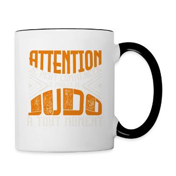 Avertissement, Judo à tout moment. - Mug contrasté - blanc/noir - Droite