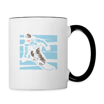 Snowboarder Ich würde lieber snowboarden - Tasse zweifarbig - Weiß/Schwarz - Rechts