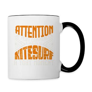 Avertissement, Kitesurf à tout moment. - Mug contrasté - blanc/noir - Droite