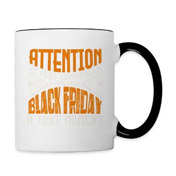 Avertissement, black-friday à tout moment. - Mug contrasté - blanc/noir - Droite