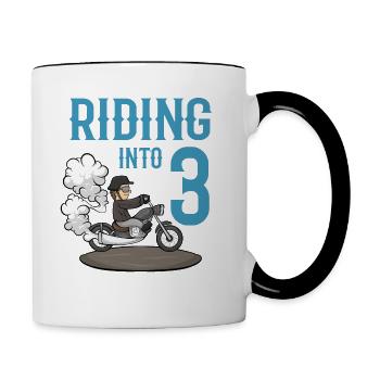 Motocycliste roulant dans 3 Anniversaire de moto - Mug contrasté - blanc/noir - Droite