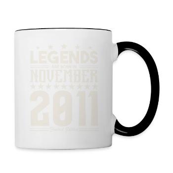 Legenden werden im November 2011 geboren.Geschenkjubiläum - Tasse zweifarbig - Weiß/Schwarz - Rechts
