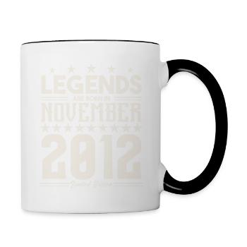 Legenden werden im November 2012 geboren.Geschenkjubiläum - Tasse zweifarbig - Weiß/Schwarz - Rechts