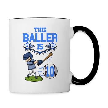 Joueur de baseball Ce joueur a 10 ans - Mug contrasté - blanc/noir - Droite