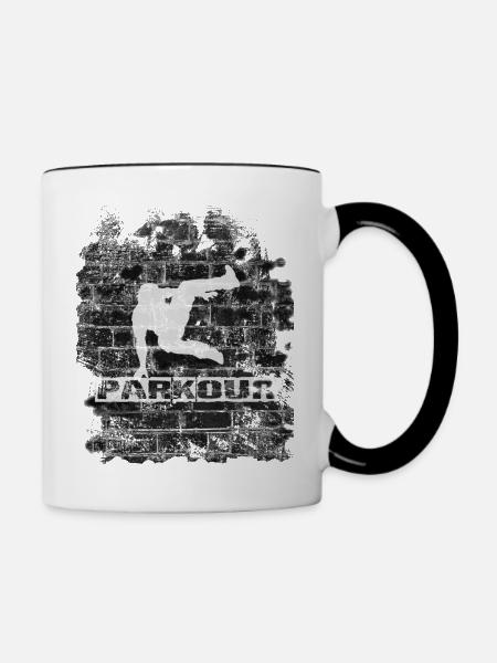 Parkour - Tasse zweifarbig - Weiß/Schwarz