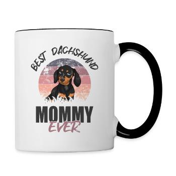 Beste Dackel-Mami - Tasse zweifarbig - Weiß/Schwarz - Rechts