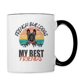 Français Bulldog - Mug contrasté - blanc/noir - Droite