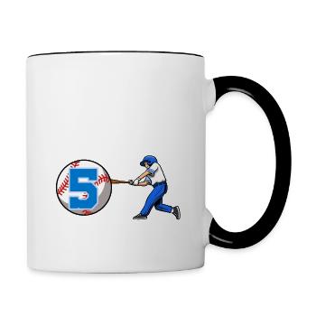 Baseball Player This Baller Is 5 Birthday Baseball - Contrasting Mug - white/black - Right