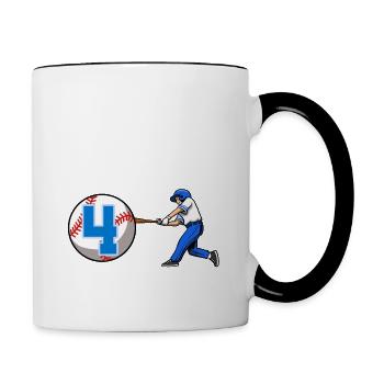 Baseball Player This Baller Is 4 Birthday Baseball - Contrasting Mug - white/black - Right