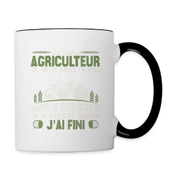 Je suis agriculteur je ne m'arrête pas agriculteur - Mug contrasté - blanc/noir - Droite