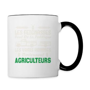 Les vrais hommes deviennent agriculteurs - Mug contrasté - blanc/noir - Droite